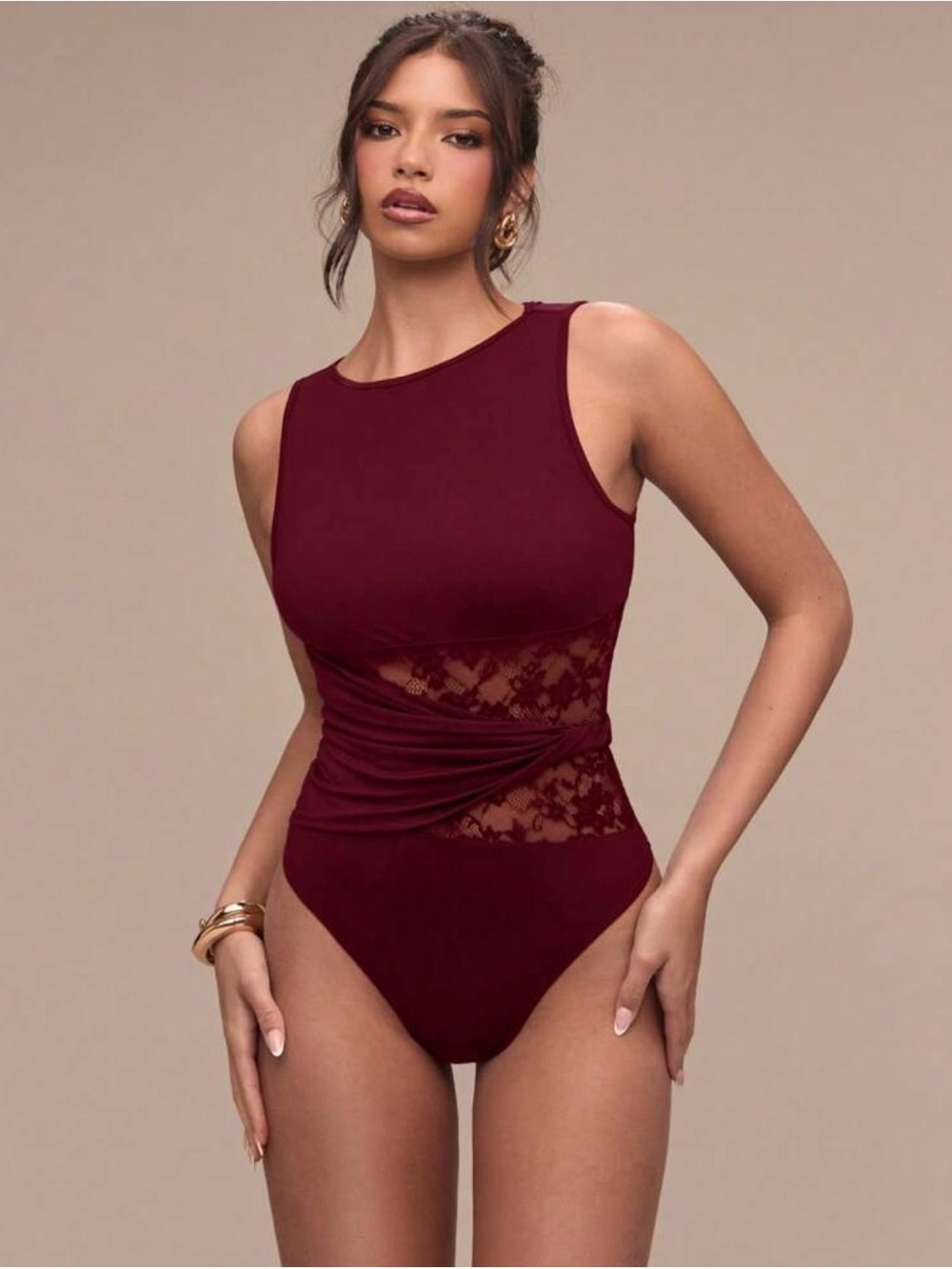 SHEIN Red Lace Detailed Bodysuit - Picture 1 of 15